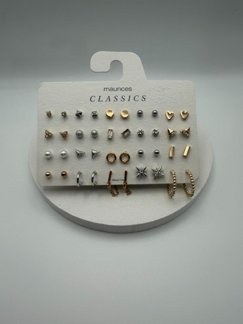 Maurices Classics 20 Pair Earrings Set Assorted Stud Hoop Dangle Gold Silver NWT